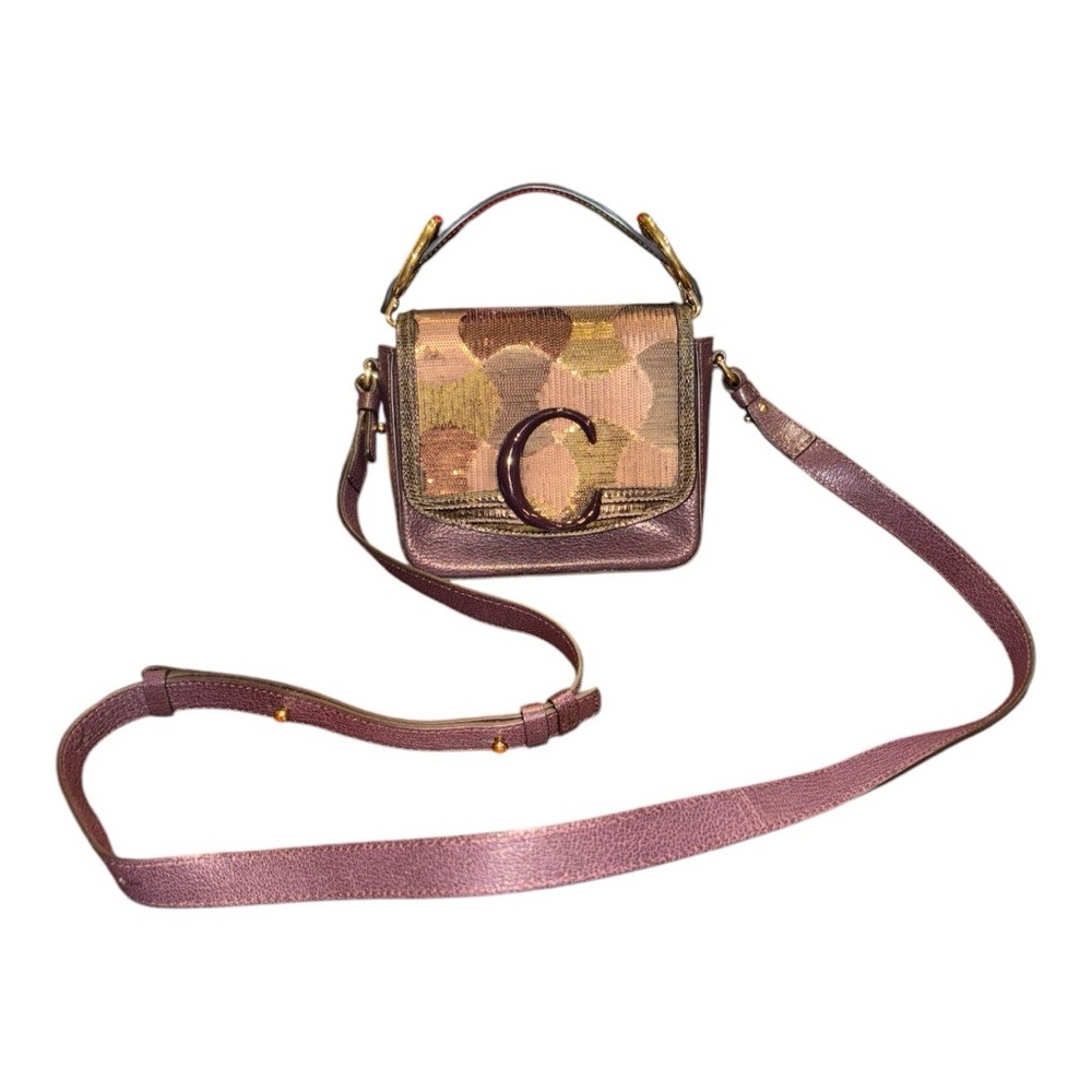 Chloe Calfskin Camo Sequin Mini Crossbody Bag w/auth card. B 14 - Picture 4 of 17